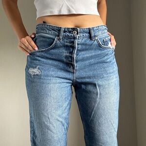 H&M Blue Distressed mid rise Jeans
